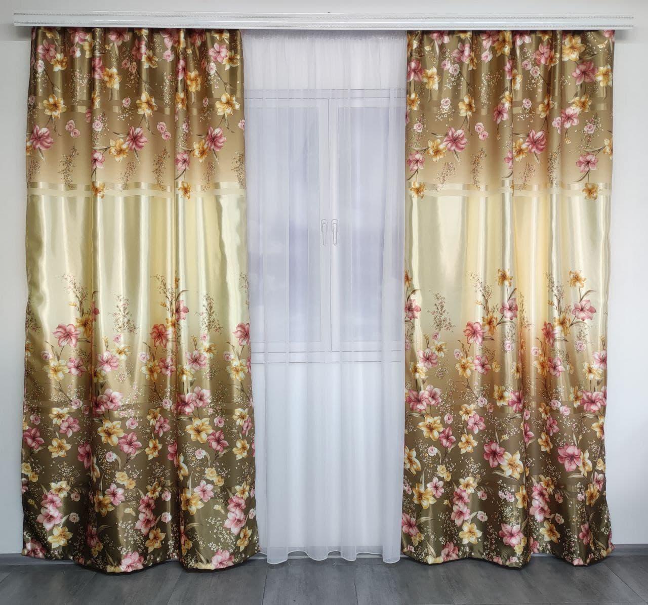 Штори ALBO з квітковим принтом 150x270 см 2 шт. Зелений (SH-M650-1) - фото 2 Штори ALBO з квітковим принтом 150x270 см 2 шт. Зелений (SH-M650-1) - фото 2