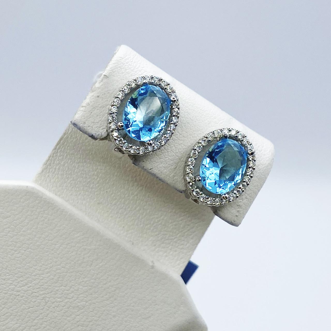 Серьги серебряные с аквамариновым кварцем 4,05 г (2199964090)