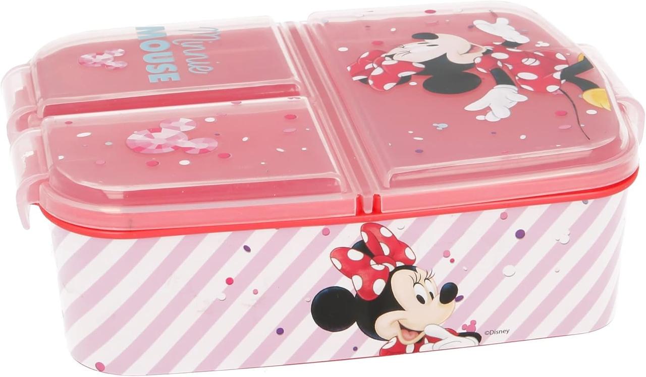 Ланч-бокс детский STOR Minnie Mouse пластиковый без BPA с рисунком на 3 отделения 19,5x16,5x6,7 см (2335813356)