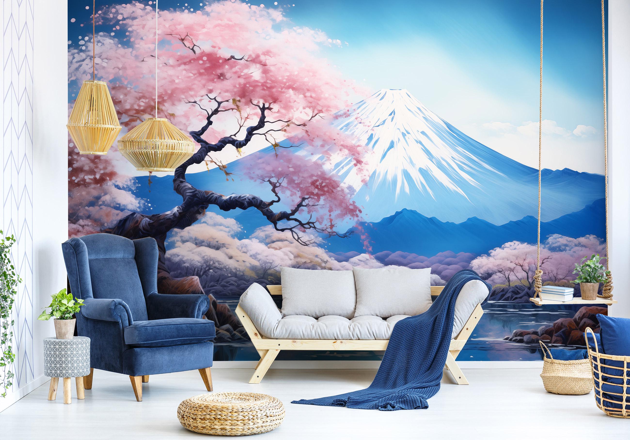 Фотошпалери Японська гармонія з Сакурою і Фудзі пейзаж з клеєм 368х254 см (15546V8) - фото 5 Фотошпалери Японська гармонія з Сакурою і Фудзі пейзаж з клеєм 368х254 см (15546V8) - фото 5