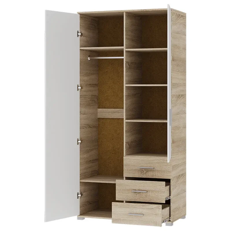 Шафа розпашна Еверест Бриз ШП-4 з 3 ящиками в спальню 100х52х210 см Дуб сонома/Білий (33093603)