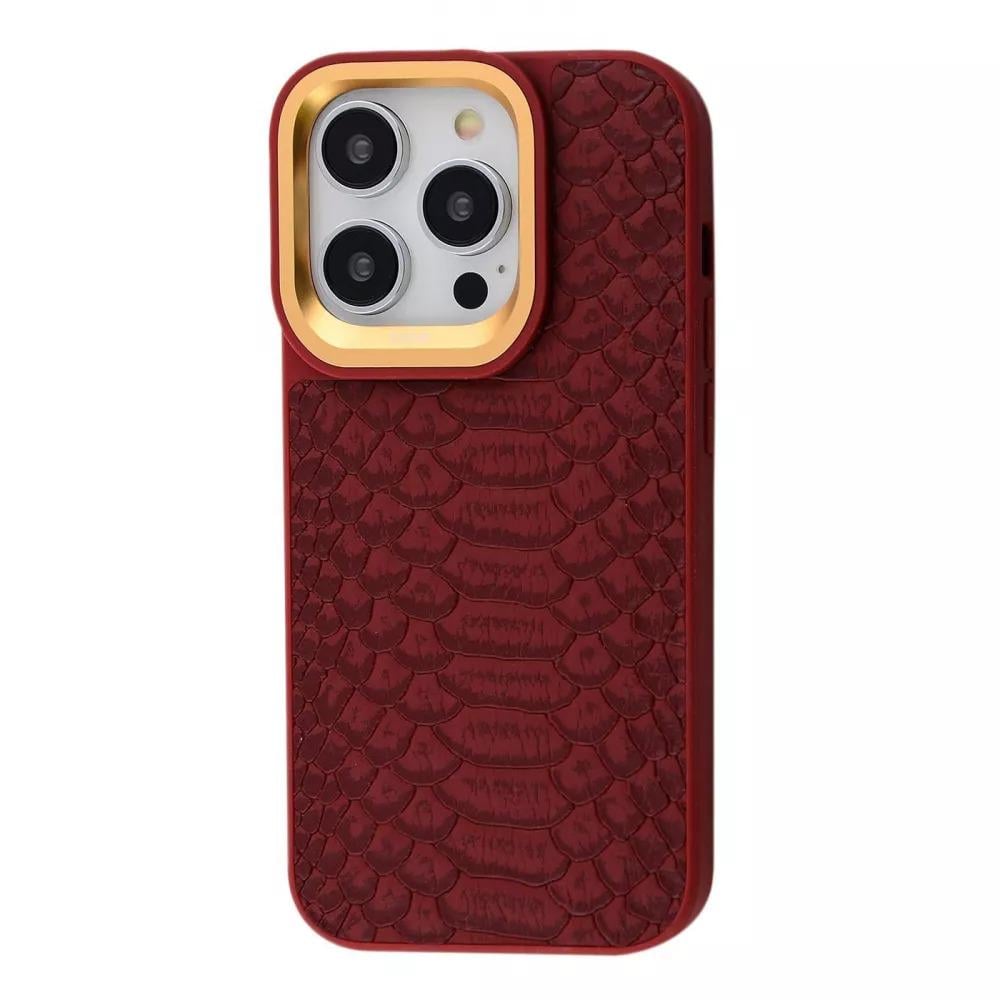 Чохол для телефона Kajsa Snake Pattern iPhone 14 Pro Burgundy