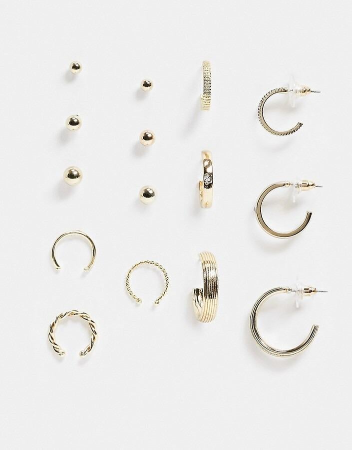 Набор сережек Asos 1588293 19 шт. Золотистый Набор сережек Asos 1588293 19 шт. Золотистый