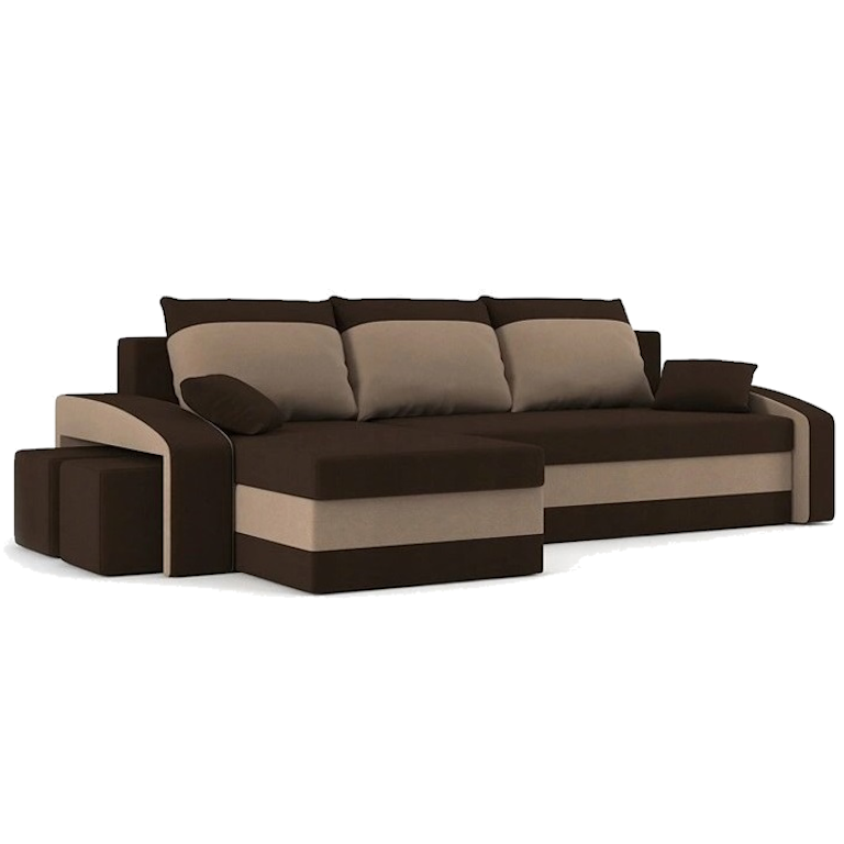 Диван угловой Хелвет с пуфами 258х140 см Коричневый/Капучино (28118884)