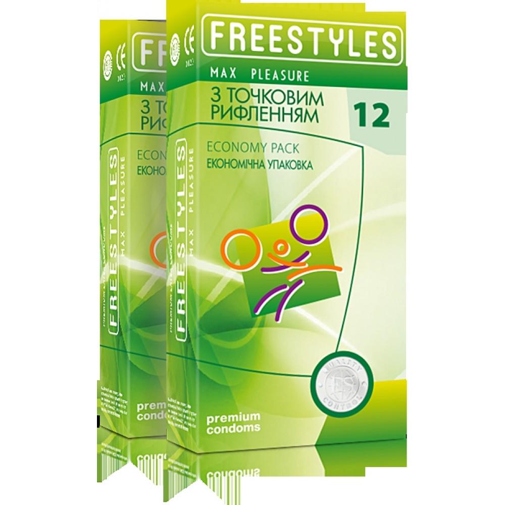 Презервативи з точковим рельєфом латексні FREESTYLES зі змазкою 0,06 мм 12 шт. (L104027)
