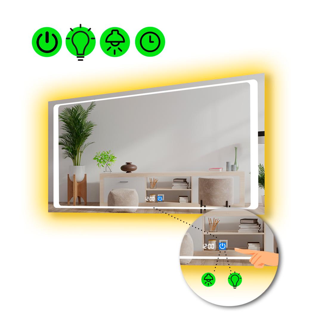 Зеркало LED подсветкой Emma с сенсором и часами 80x70 см (8777199)