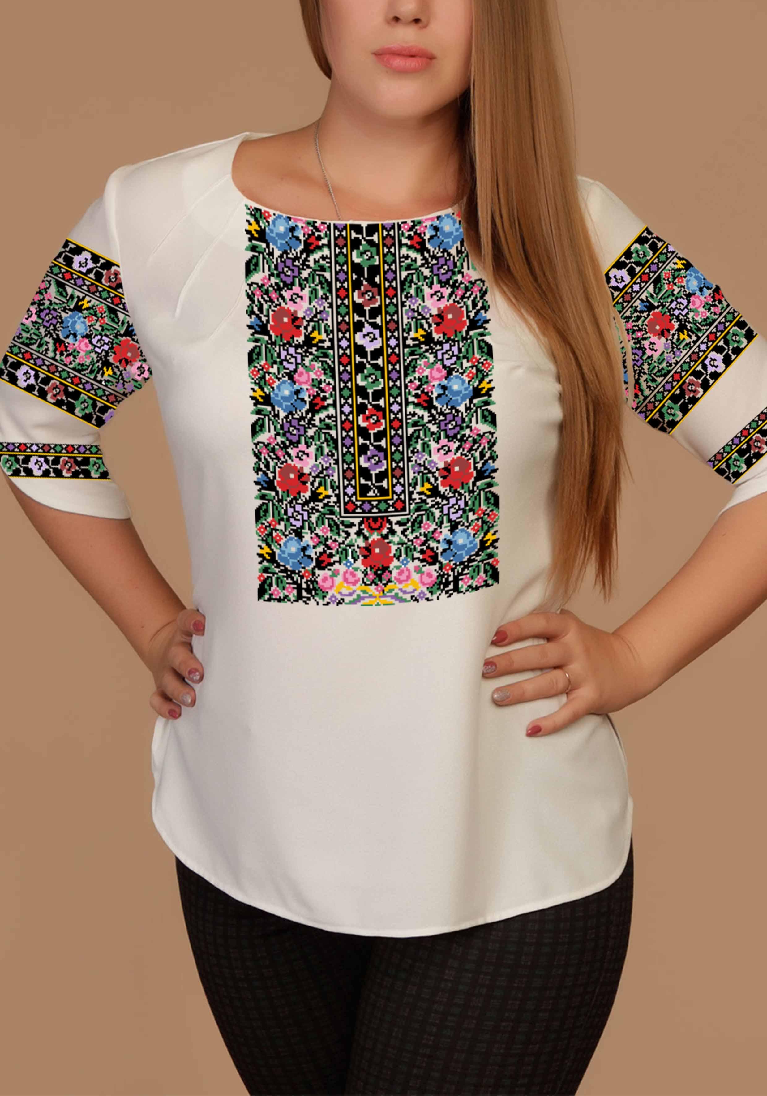 Заготовка для вишивки нитками або бісером сорочка СЖ-92 габардин Заготовка для вишивки нитками або бісером сорочка СЖ-92 габардин