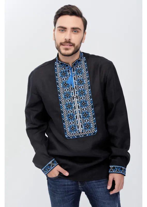 Вышиванка мужская р. 50 Черный (329) - фото 3