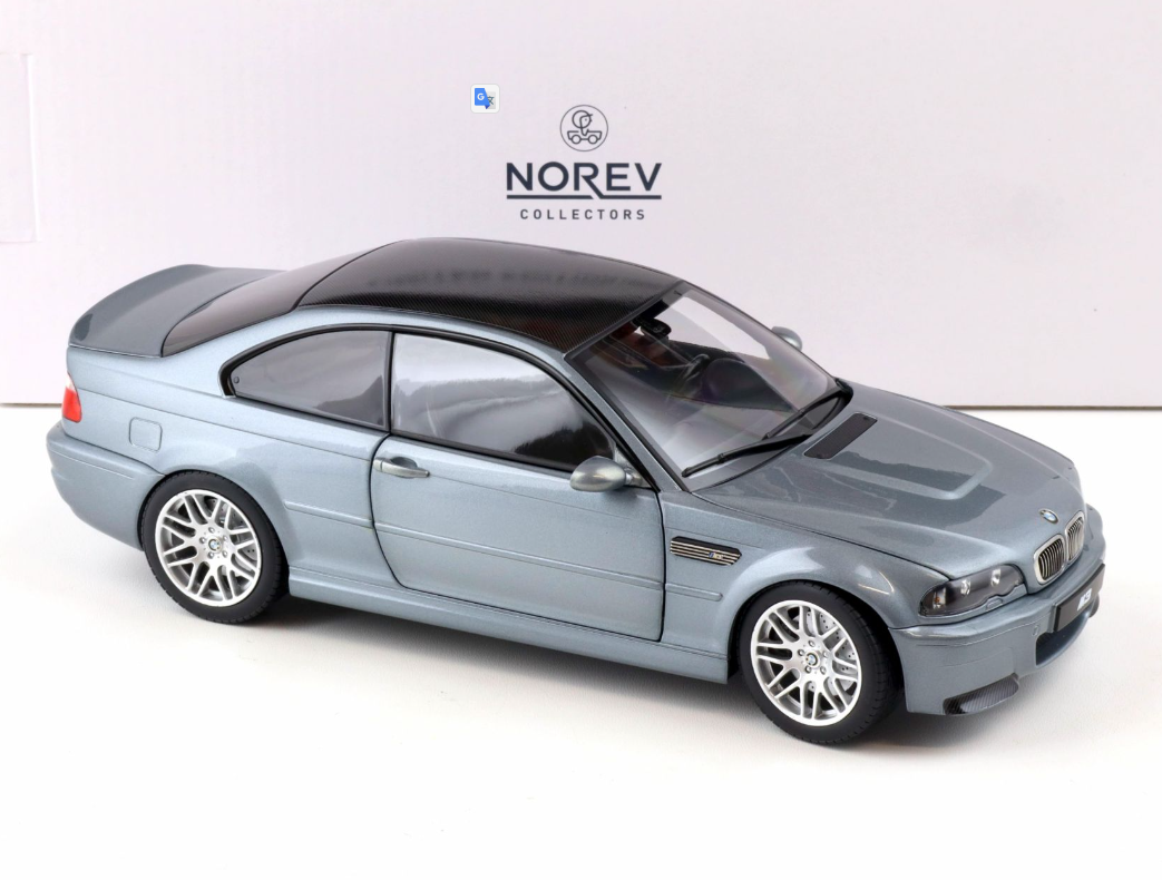 Модель автомобиля Norev 1:18 BMW M3 CSL E46 Coupe 2003 Grey Metallic (183016) - фото 2 Модель автомобиля Norev 1:18 BMW M3 CSL E46 Coupe 2003 Grey Metallic (183016) - фото 2