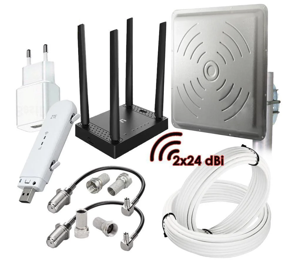 Интернет комплект 4G с Wi-Fi модемом ZTE MF79U и роутер Netis N5 и панельная антенная MIMO R-Net 2x24 Maxi (1749319072)