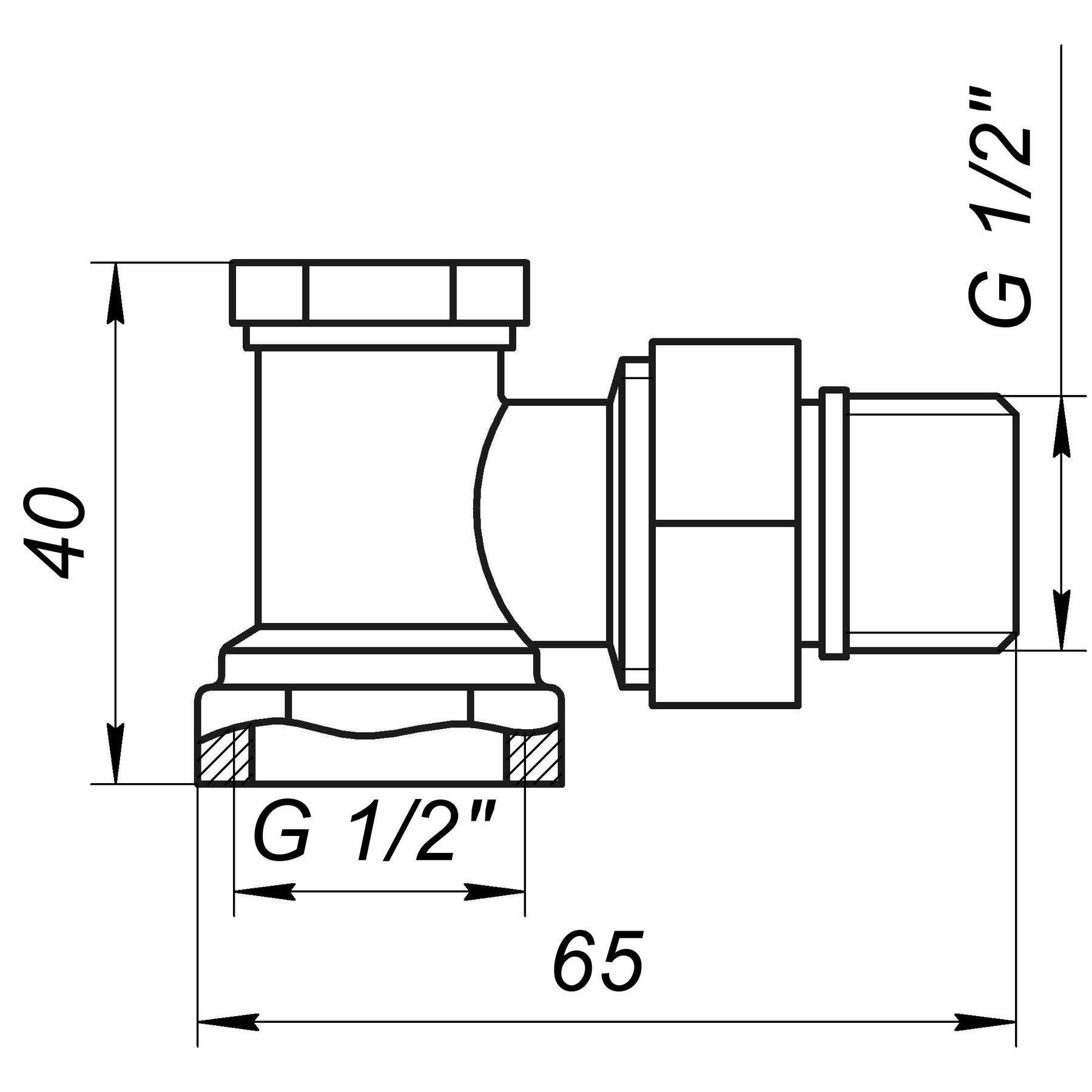 Кран радіаторний кутовий ECO Technology ECO5007 ECO5107 1/2″ під ключ з ущільнювачем (GSR-000016160) - фото 3