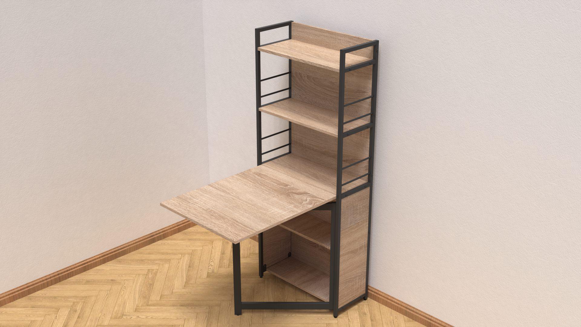 Стіл книжка з етажеркою Ferrum-decor Практик 2 метал/ДСП 16 мм 1555x640x990 мм Чорний/Дуб Сонома (FRD-104628) - фото 3 Стіл книжка з етажеркою Ferrum-decor Практик 2 метал/ДСП 16 мм 1555x640x990 мм Чорний/Дуб Сонома (FRD-104628) - фото 3