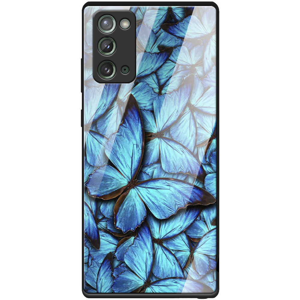 Чехол Boxface Samsung N980 Galaxy Note 20 лазурные бабочки Черный силикон со стеклом (40568-up1550-41112)