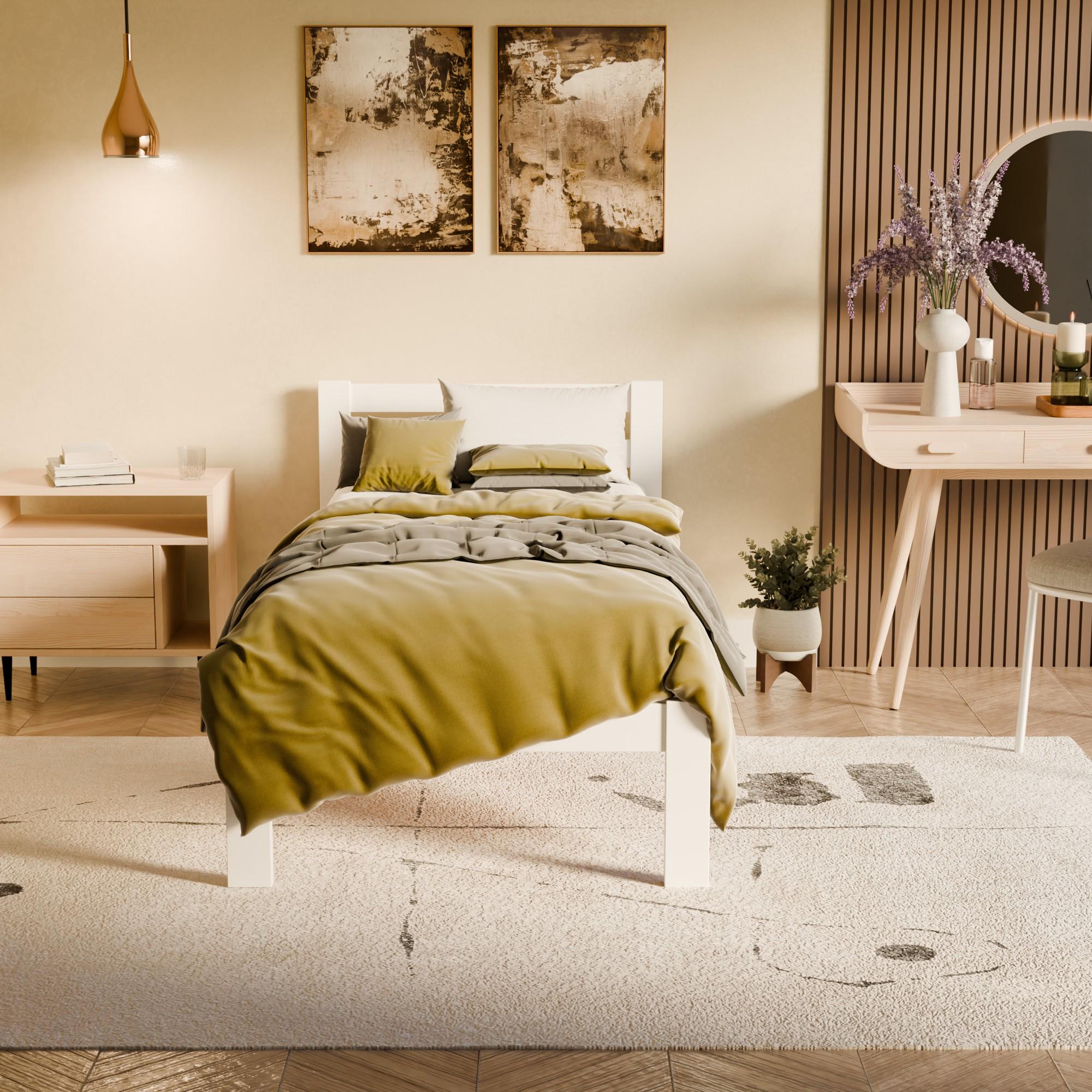 Кровать дерево Классик односпальный 90х200 см Белый (380263) - фото 3 Кровать дерево Классик односпальный 90х200 см Белый (380263) - фото 3