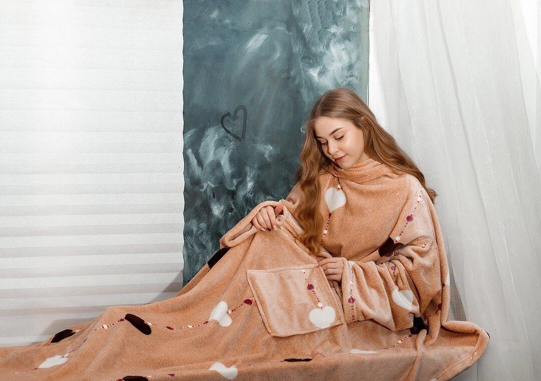 Плед с рукавами и рисунком 1939517843 200x160 см Бежевый (1939517843) - фото 2