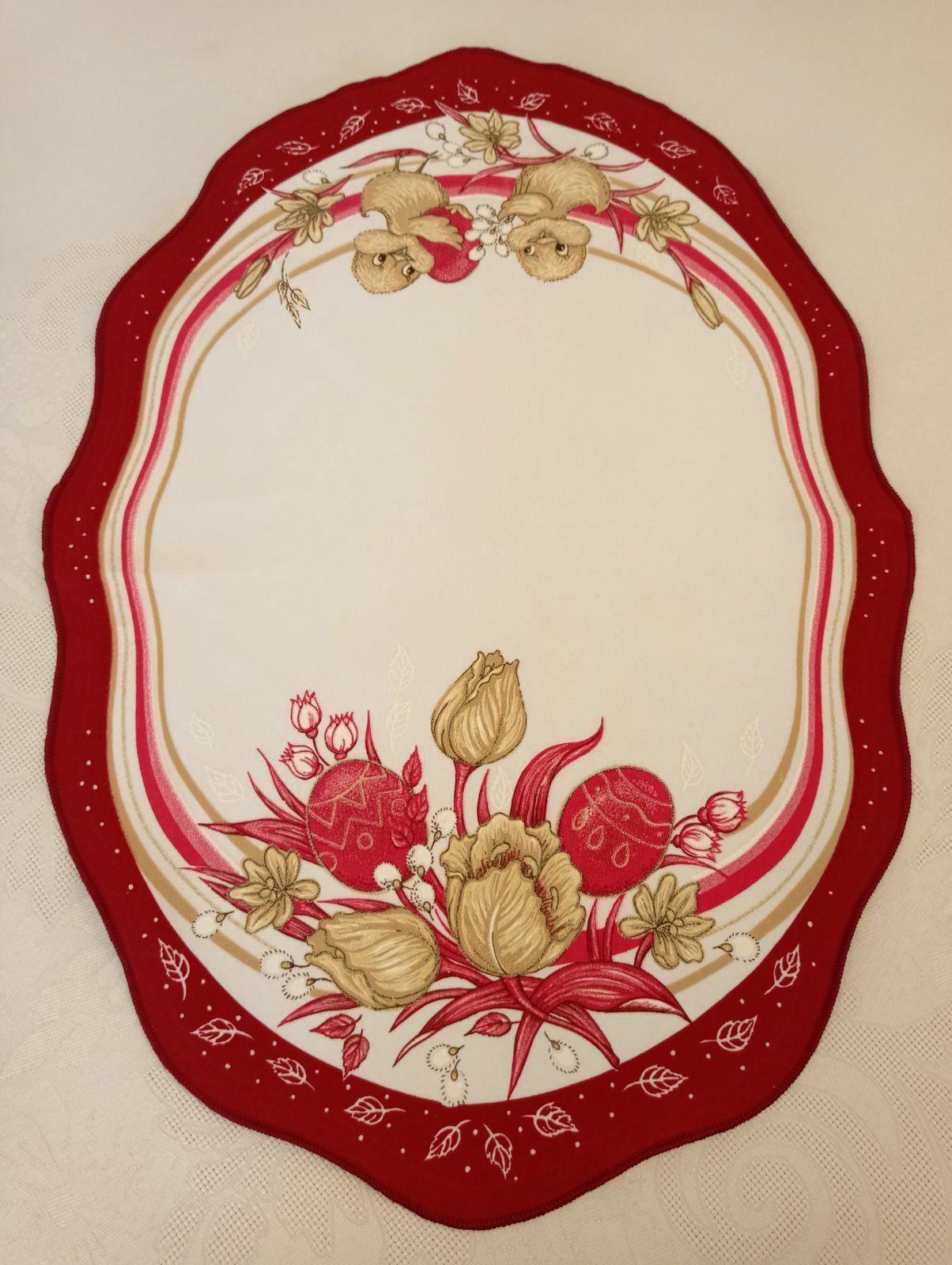 Салфетка пасхальная Print Easter Flowers 35x45 см Burgundy Cream (CN14851)