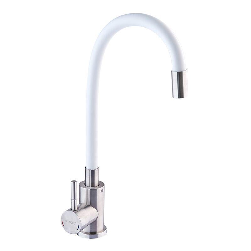 Смеситель для кухни с силиконовым изливом Champion SUS-011 Refl White (CH0331)