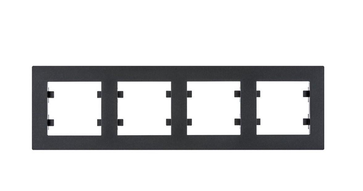 Рамка четверна 4х горизонтальна Hager Lumina-Intens WL5743 Чорний (10606)