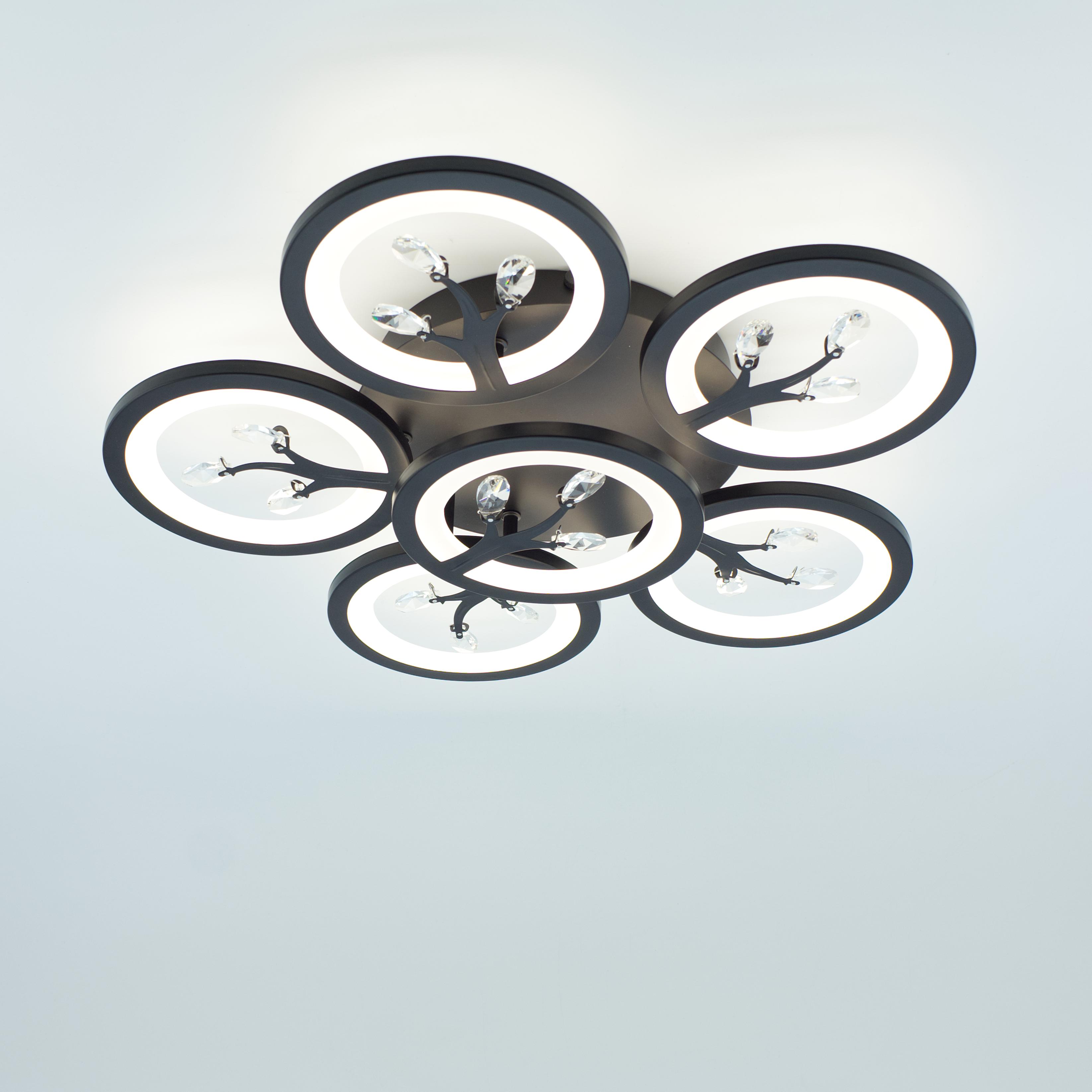 Люстра светодиодная смарт ESLLSE KALYNA 80 Вт 550x105 мм Черный (10639-80)