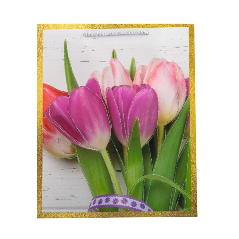 Набір подарункових пакетів Elisey Тюльпани 26х32 см 4 шт. Рожевий (9069-015) - фото 1 Набір подарункових пакетів Elisey Тюльпани 26х32 см 4 шт. Рожевий (9069-015) - фото 1