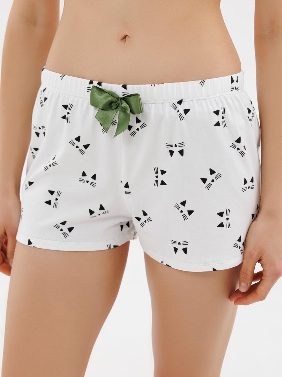 Піжама жіноча Roksana футболка/міні-шортики бавовна 3XL Зелений/Білий (1759/16175) - фото 3