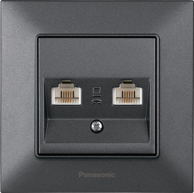 Розетка Panasonic Arkedia Slim 2-я RJ45 CAT6e Димчастий (WNTC04062DG-UA)