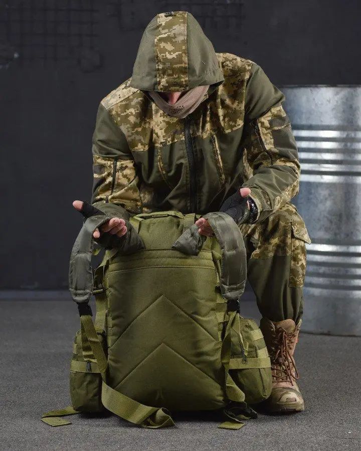 Рюкзак похідний/військовий з підсумками на 50 л 4в1 з системою Molle Olive (1004-olive) - фото 10 Рюкзак похідний/військовий з підсумками на 50 л 4в1 з системою Molle Olive (1004-olive) - фото 10