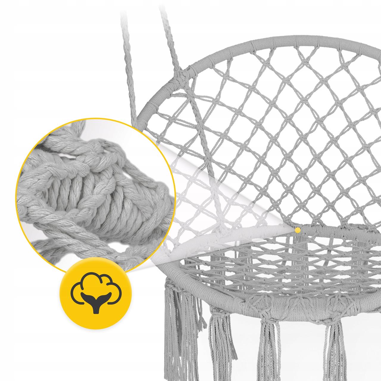 Кресло-качели 4fizjo Boho Dream 80 см Grey (P-5905973404525) - фото 7 Кресло-качели 4fizjo Boho Dream 80 см Grey (P-5905973404525) - фото 7