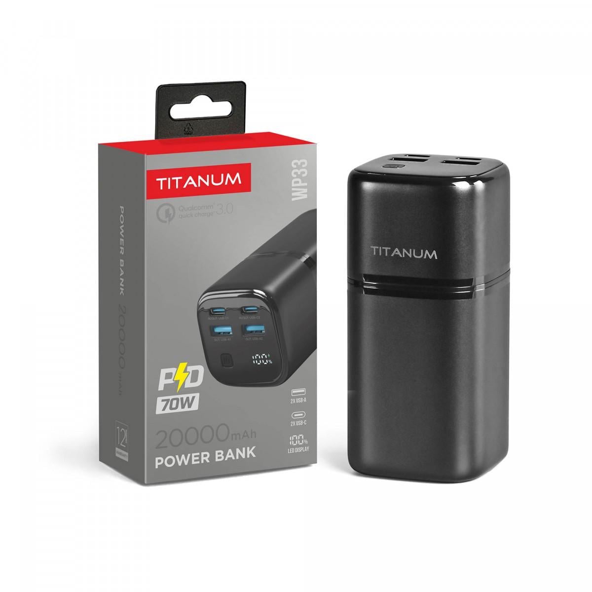 Повербанк 40000mAh TITANUM WC40 PD65W Black