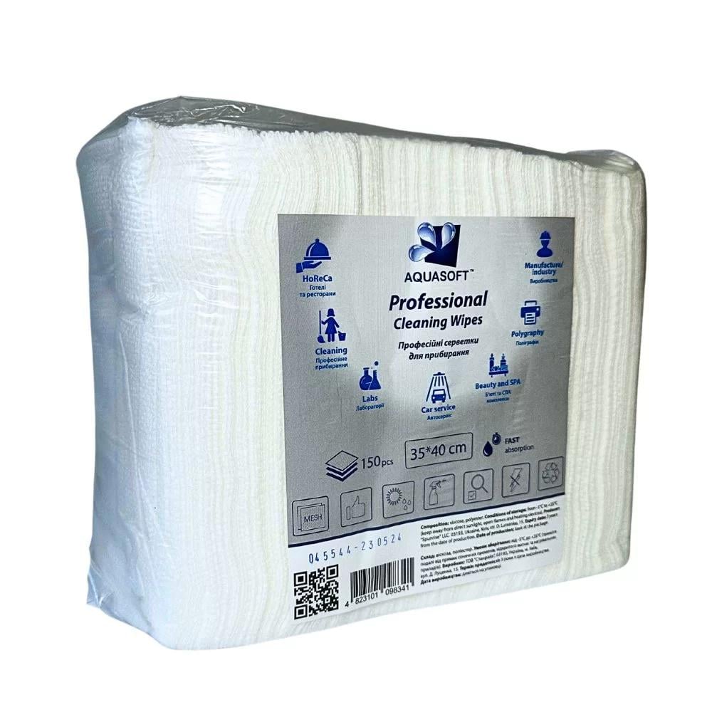 Салфетки Aquasoft спанлейс сетка 150 шт. в составные 35х40 см (009834) - фото 1