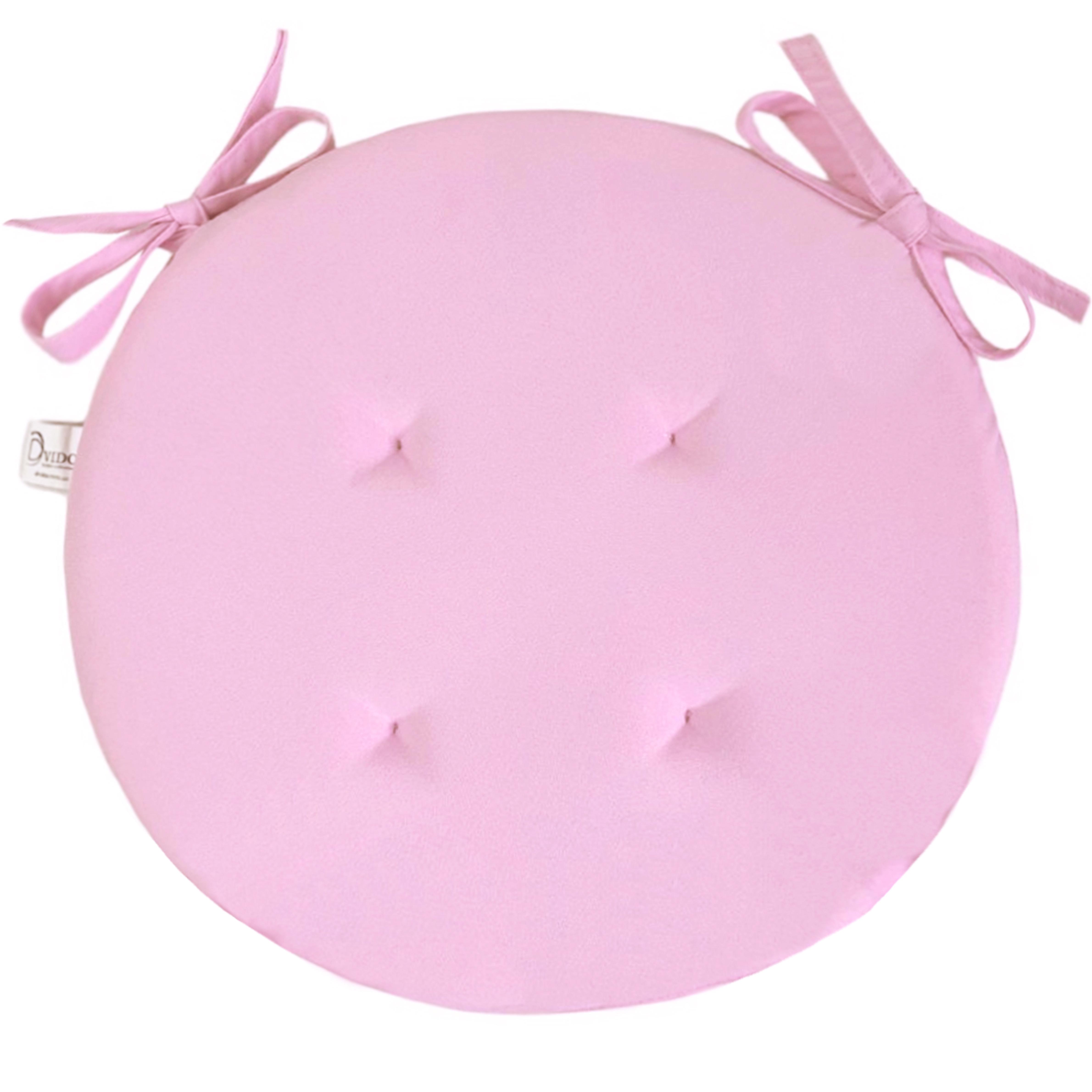 Подушка на стул с 2 завязками Ø 45х3 см Светло-розовый (2541945557)