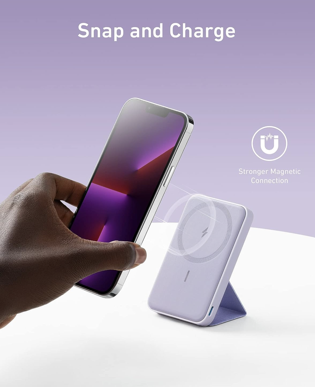 Батарея магнитная с подставкой Anker 622 Magnetic Magsafe iPhone 16/16 Pro/16 Pro Max iPhone 15/14/13/12 Series 5000 mAh Purple (2083974092) - фото 6