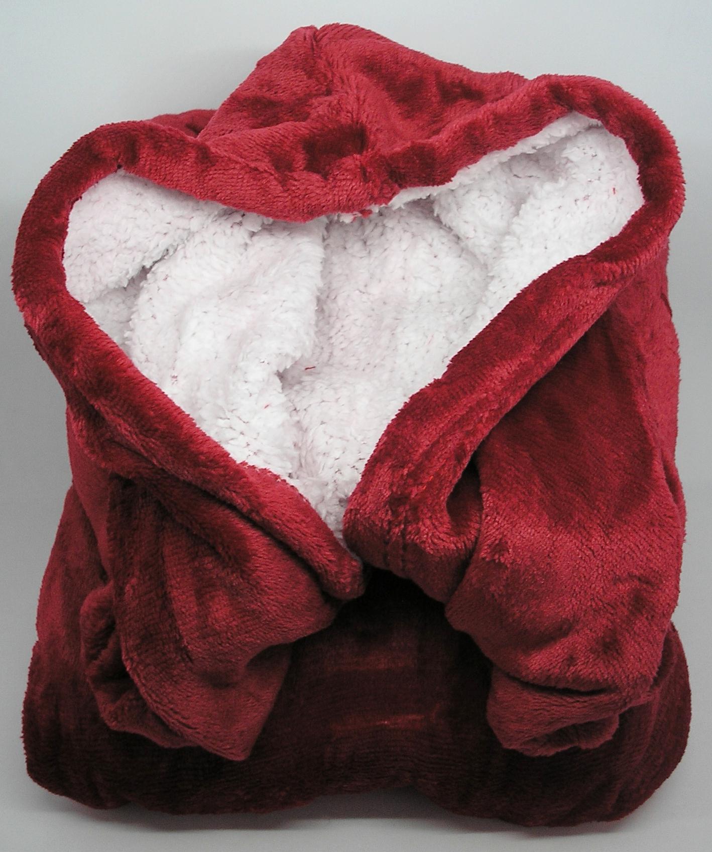 Толстовка-плед Huggle Hoodie з рукавами/капюшоном двостороння плюшева Бордовий