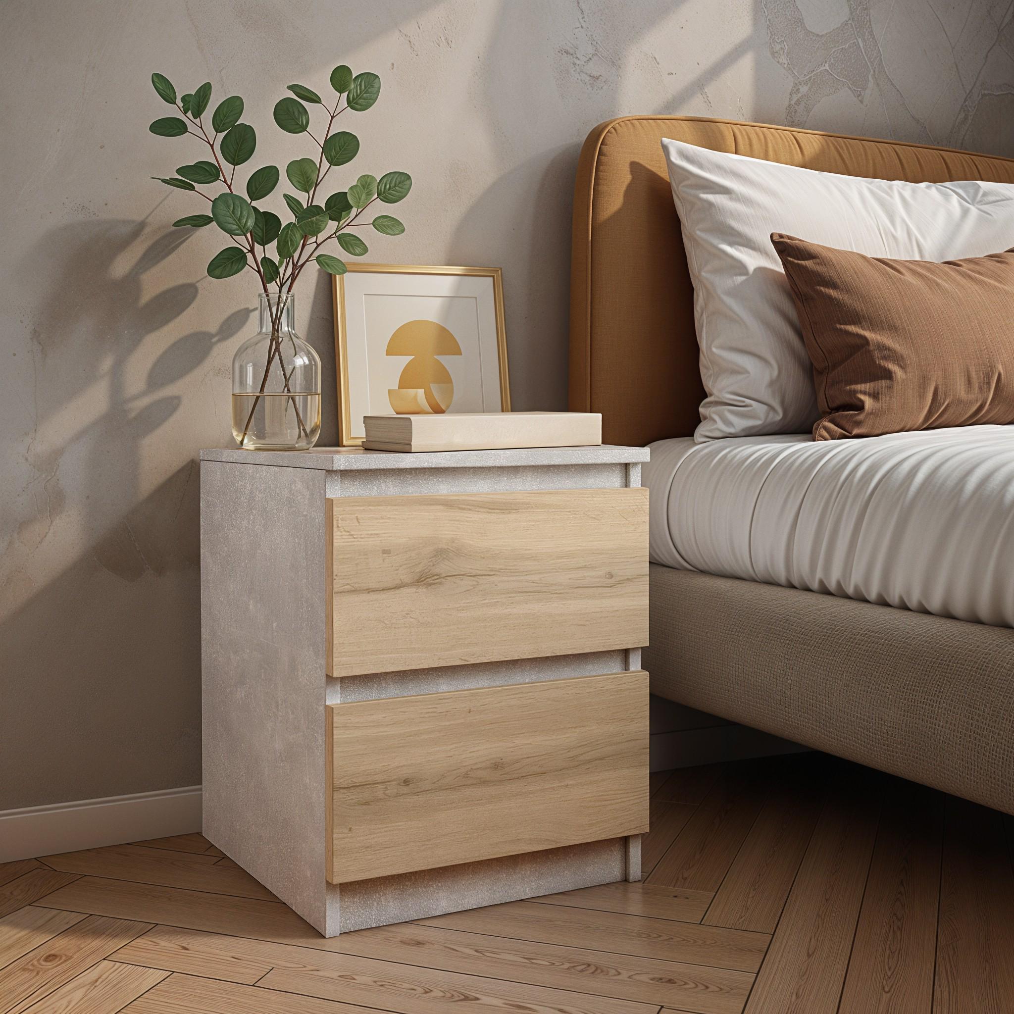 Тумба прикроватная FT-225 400х400х530 мм Бетон/Дуб Аппалачи