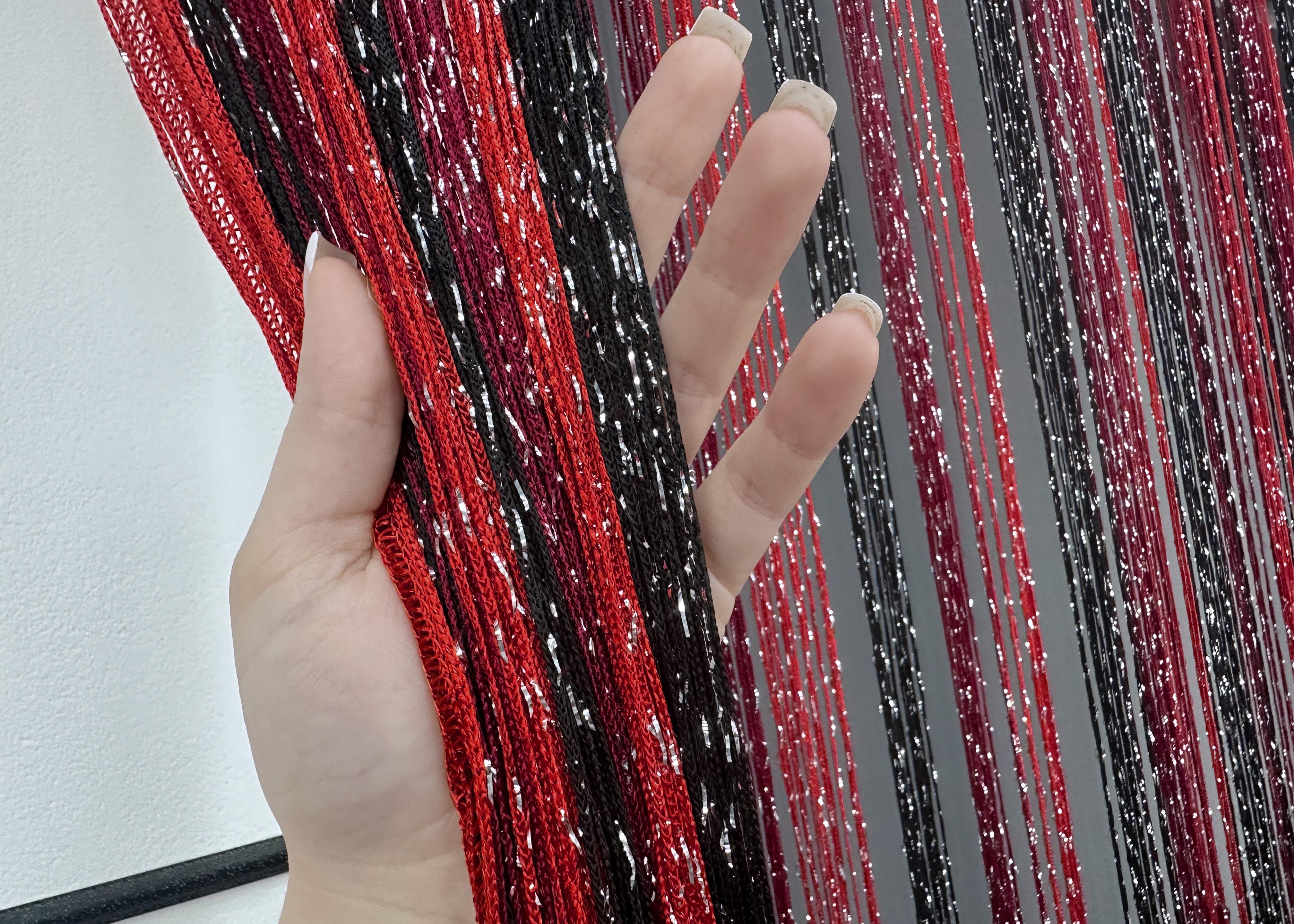 Штори-нитки з люрексом 300х300 см Червоний/Чорний/Бордовий (61-108) - фото 5