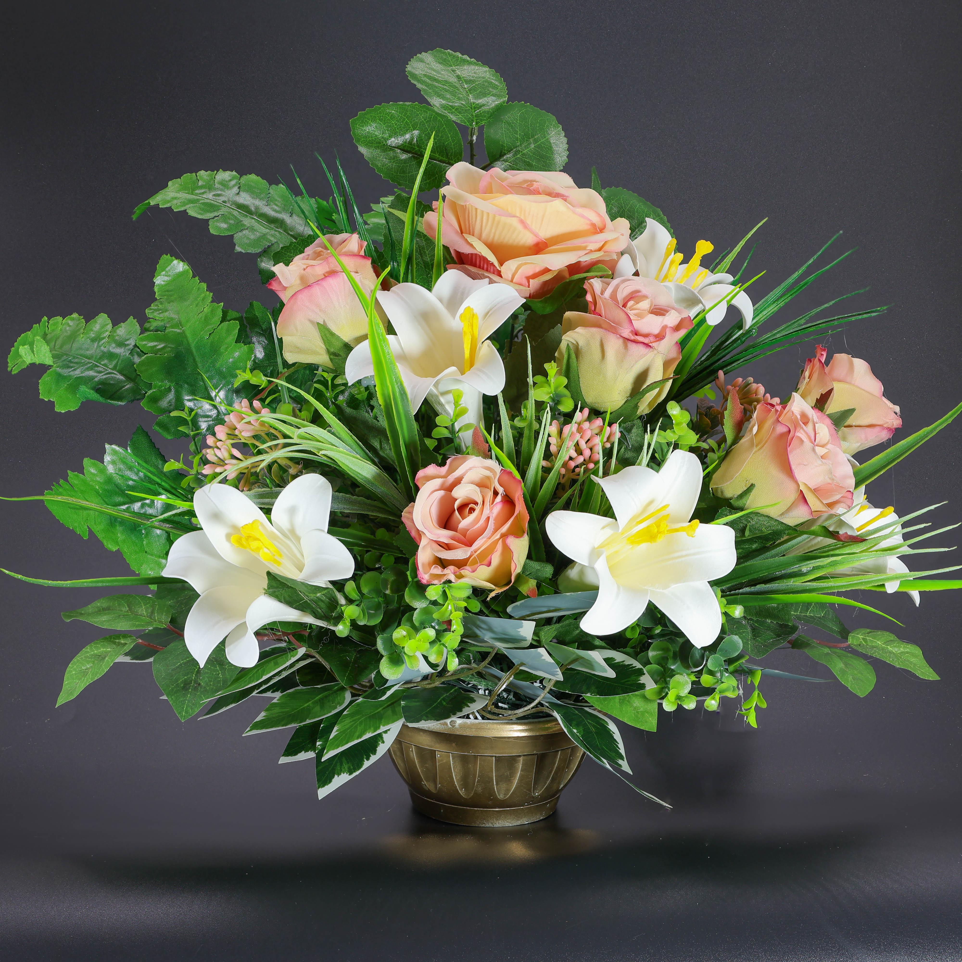 Цветы искусственные в золотистом кашпо 30 см (К3030/С)