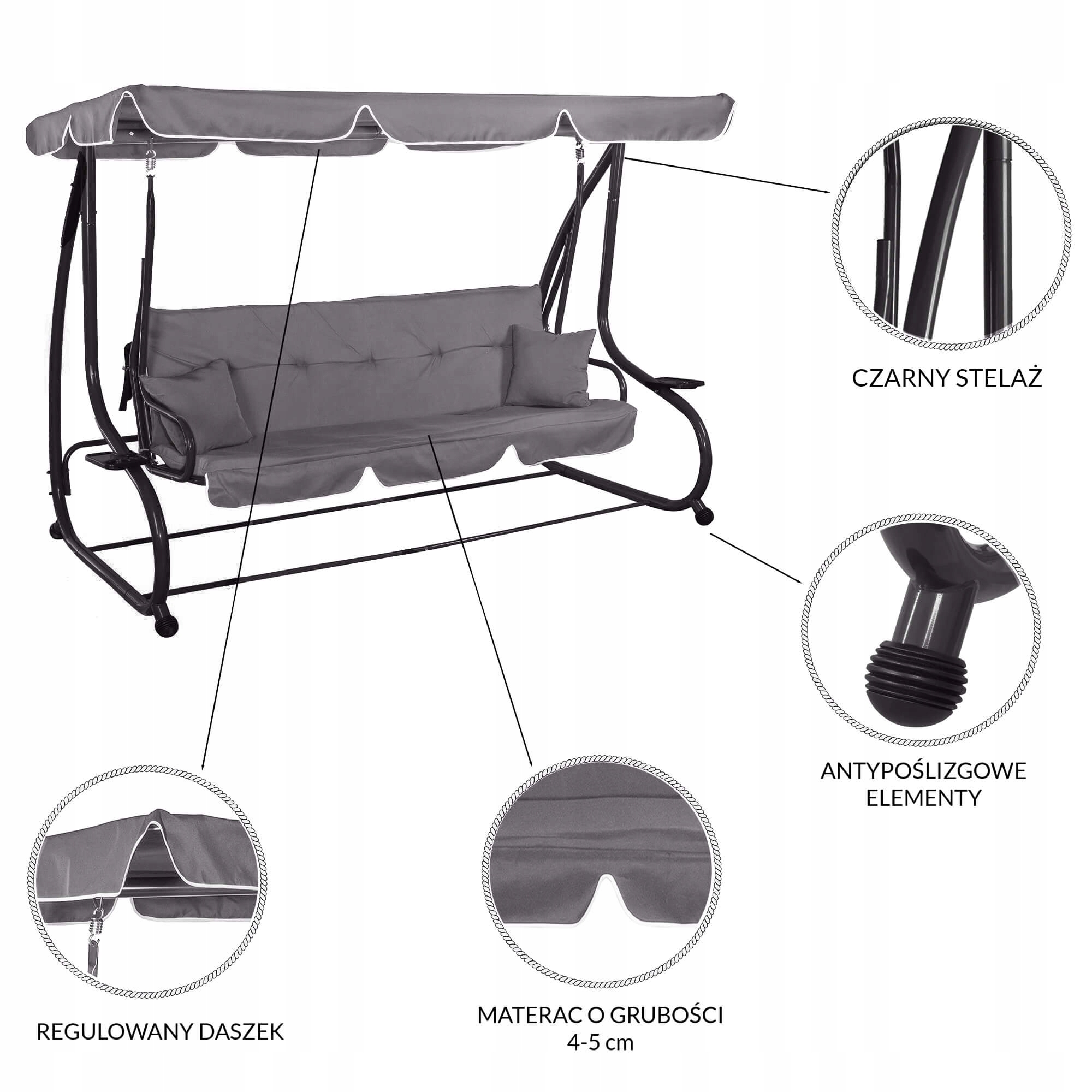 Гойдалка садова Springos Linda з навісом 162x241 см (GS0003) - фото 2