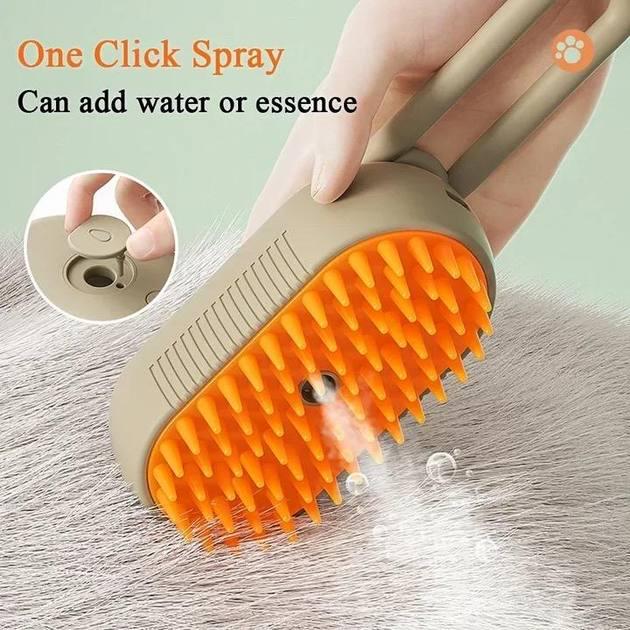 Парова щітка-масажер 3в1 Рет Spray Massage BrusH з паровим розпилювачем для вичісування собак та котів - фото 4