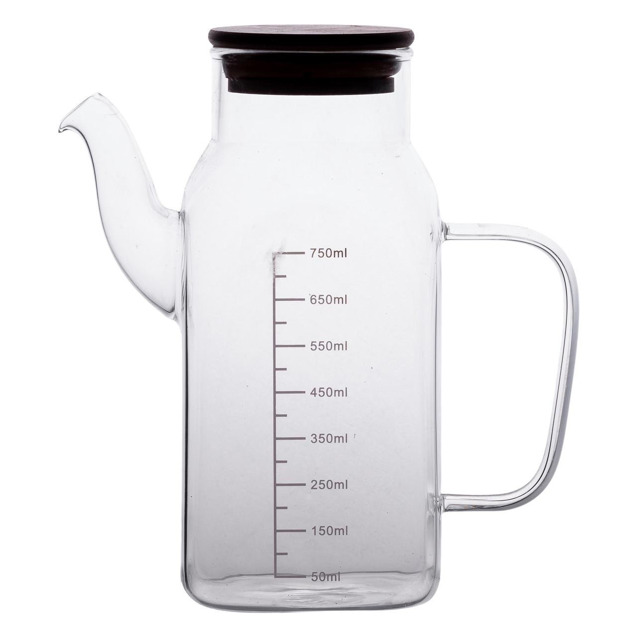 Бутылка для масла стеклянная с ручкой и бамбуковой крышкой 750 мл (HP-34-4) - фото 2 Бутылка для масла стеклянная с ручкой и бамбуковой крышкой 750 мл (HP-34-4) - фото 2