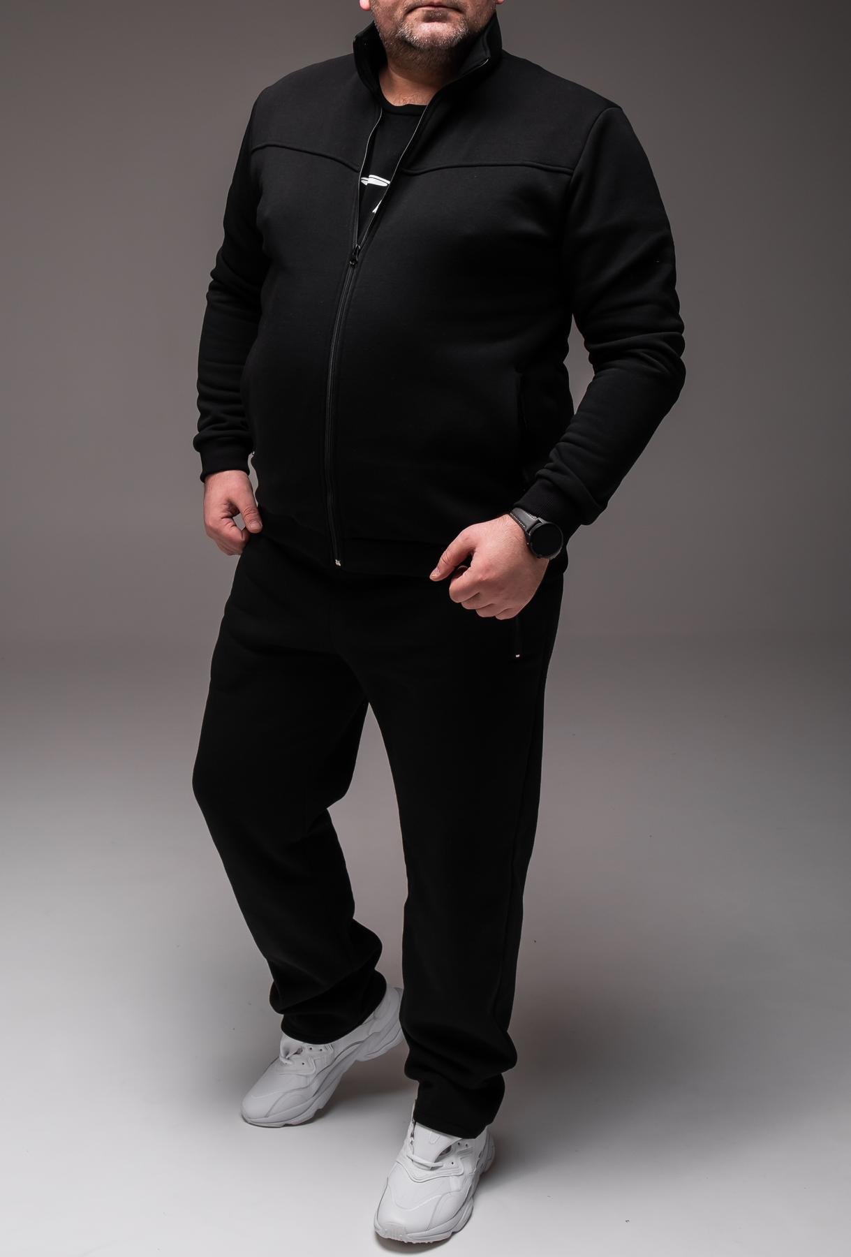 Спортивний костюм чоловічий зимовий на флісі батал 3XL Чорний (2440) - фото 7