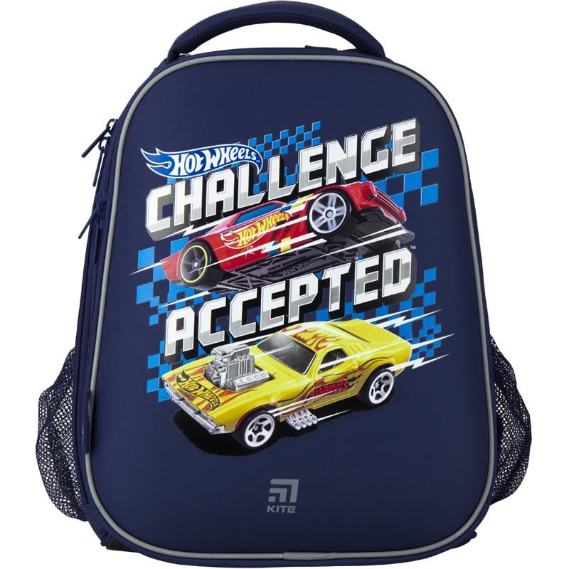 Рюкзак школьный каркасный KITE Hot Wheels 38х29х16 см 16-25 л Синий (HW20-531M)