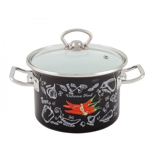 Кастрюля эмалированная Спайси со стеклянной крышкой 2,0 л (10170134)