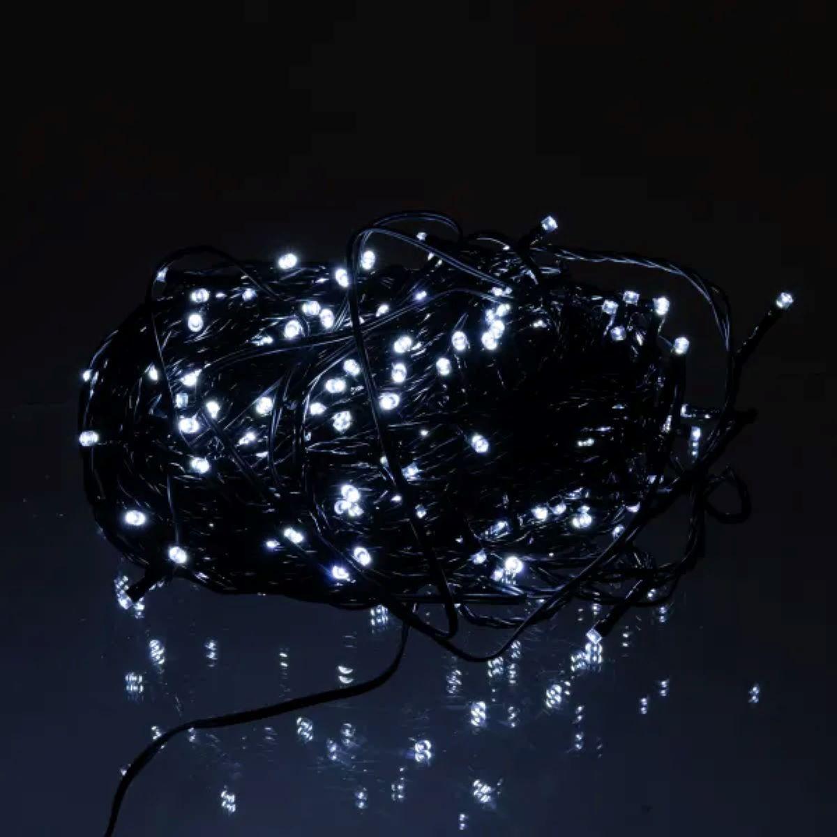 Гирлянда новогодняя уличная 30 м 300 LED с солнечной батареей черный провод Белый (SB300L30MBW)