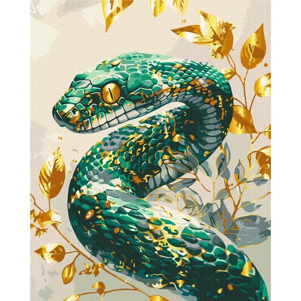 Картина по номерам BrushMe Изумрудная змея BS54118 с красками металлик холст на подрамнике 40x50 см (2322575868)