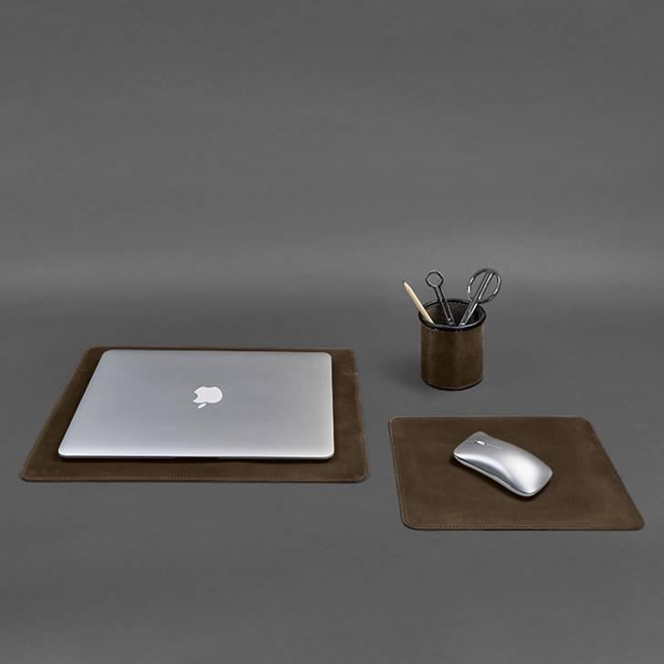 Набор для рабочего стола из натуральной кожи 1.0 Crazy Horse Темно-коричневый (A-027510) - фото 7