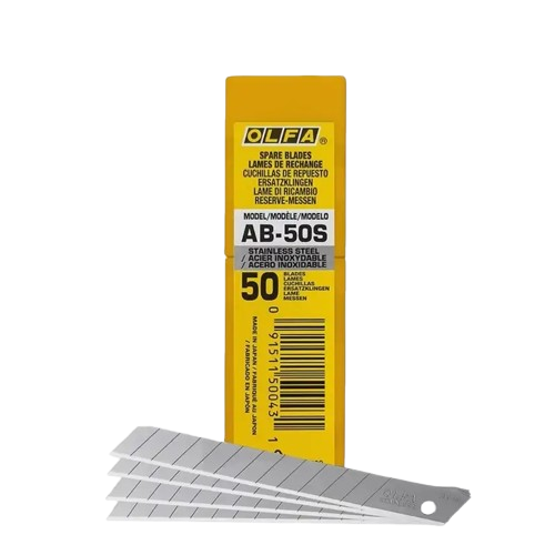Сегментні леза Olfa 9 мм AB-50S неіржавка сталь 50 шт. (OF-AB-50S)