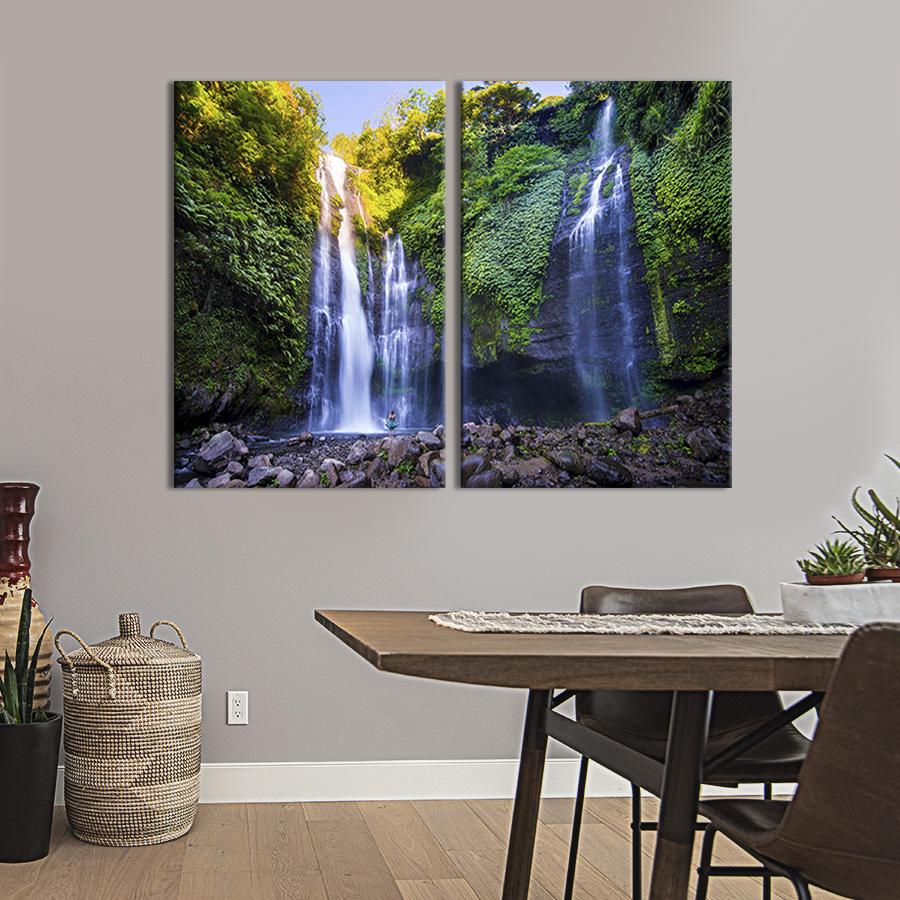 Модульная картина на холсте Диптих Девушка возле водопада 111x81 см (611-2)