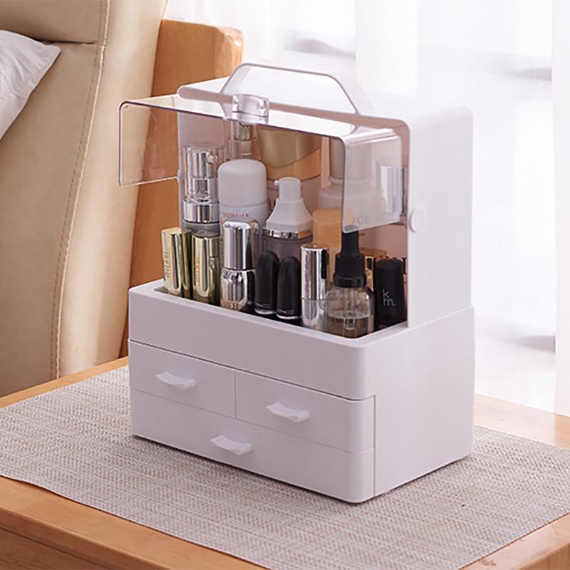 Настільний органайзер для зберігання косметики Cosmetic wow Storage Box LD з ящиками Білий - фото 5