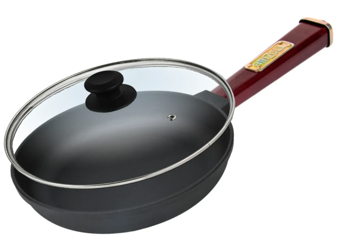 Сковорода с стеклянной крышкой чугунная Brizoll Optima‑Bordo 240х60 мм Бордовый (O2460-P2-C)