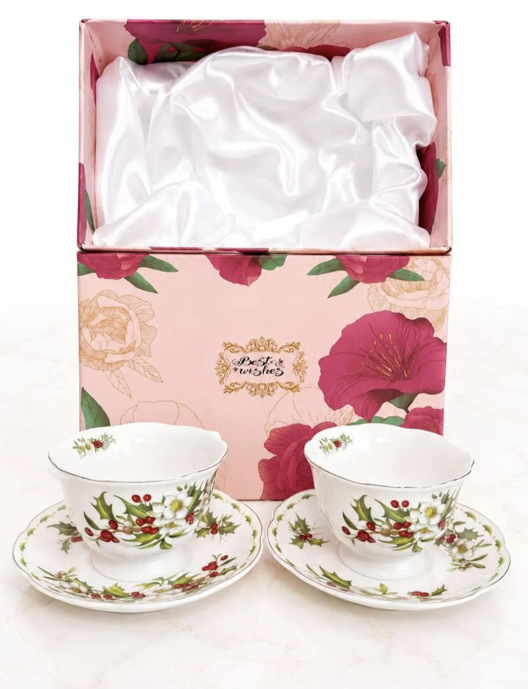 Набор чайный Royal Grace Калина фарфоровая 250 мл 2 персоны 6 пр. Белый (RG188)